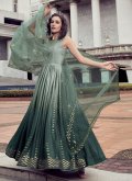 Charming Green Chinon Embroidered Gown for Engagement - 2