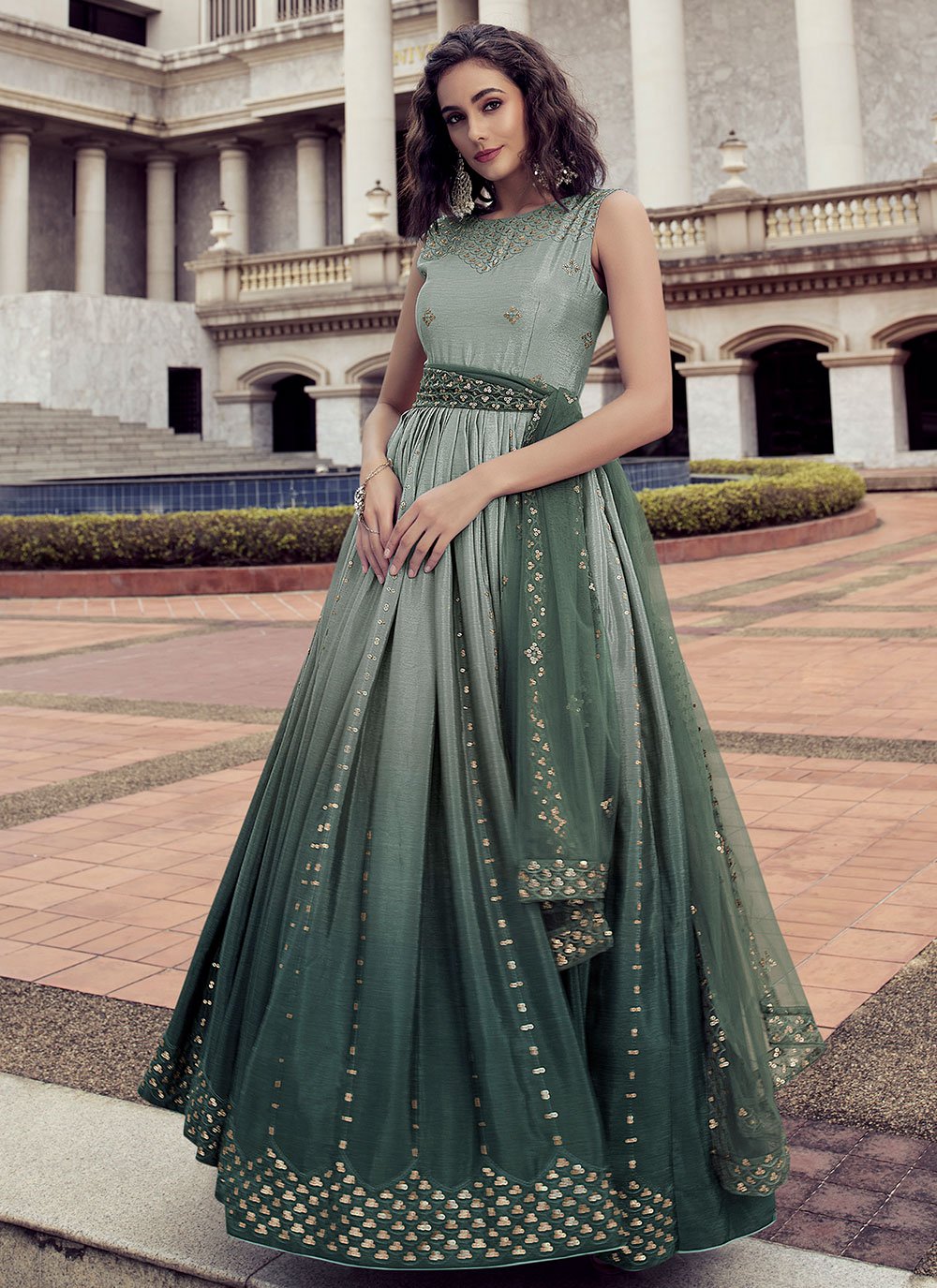 Georgette Embroidered Engagement Party Wear Gown at Rs 5000 in New Delhi