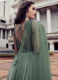 Charming Green Chinon Embroidered Gown for Engagement - 3