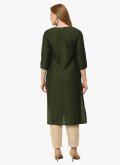 Charming Green Cotton Silk Embroidered Casual Kurti - 2