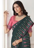 Charming Green Faux Crepe Resham Work Classic Designer Saree for Party - 1