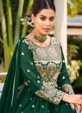 Charming Green Faux Georgette Embroidered Palazzo Suit for Ceremonial - 2