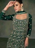 Charming Green Georgette Embroidered Readymade Designer Gown for Party - 1