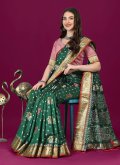 Charming Green Patola Silk Meenakari Trendy Saree for Ceremonial - 1