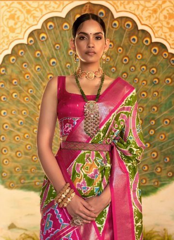 Charming Green Patola Silk Woven Trendy Saree
