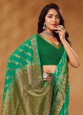 Charming Green Pure Georgette Woven Contemporary Saree - 2