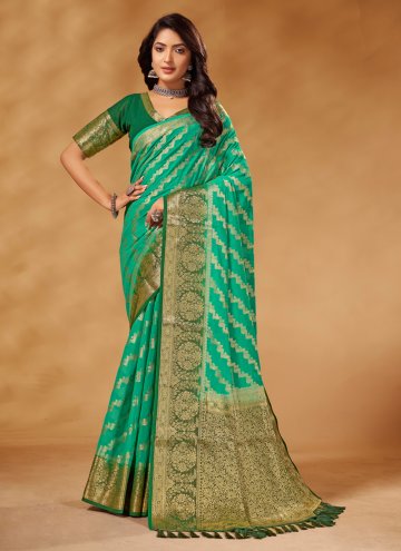 Charming Green Pure Georgette Woven Contemporary S