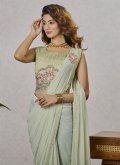 Charming Green Shimmer Georgette Embroidered Designer Saree - 1