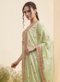 Charming Green Silk Embroidered Straight Salwar Suit - 1