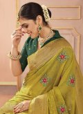 Charming Green Silk Embroidered Trendy Saree - 1