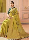 Charming Green Silk Embroidered Trendy Saree - 2