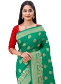 Charming Green Silk Woven Trendy Saree - 1