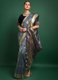 Charming Grey Patola Silk Woven Traditional Saree - 1