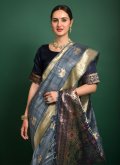 Charming Grey Patola Silk Woven Traditional Saree - 2