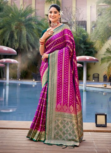 Charming Magenta Banarasi Woven Designer Traditional Saree for Ceremonial