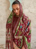 Charming Maroon Patola Silk Swarovski Traditional Saree for Wedding - 1