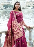 Charming Maroon Silk Woven Silk Saree for Ceremonial - 1