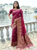 Charming Maroon Silk Woven Silk Saree for Ceremonial - 3