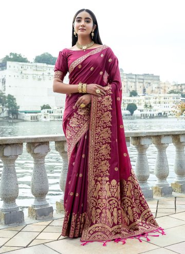 Charming Maroon Silk Woven Silk Saree for Ceremonial