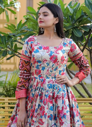 Charming Multi Colour Banarasi Jacquard Work Floor Length Gown