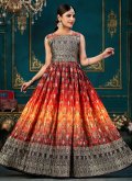 Charming Multi Colour Chinon Digital Print Designer Gown - 2