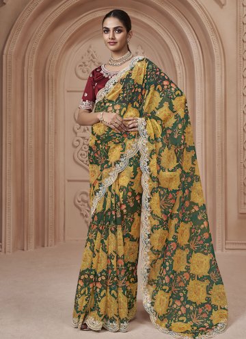 Charming Multi Colour Cotton  Digital Print Contemporary Saree
