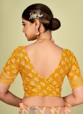 Charming Mustard Tussar Silk Printed Trendy Saree - 2