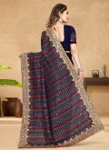 Charming Navy Blue Georgette Embroidered Classic Designer Saree - 3