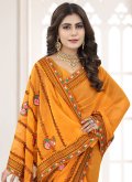 Charming Orange Shimmer Embroidered Classic Designer Saree - 1