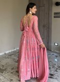 Charming Pink Faux Georgette Embroidered Anarkali Salwar Kameez for Ceremonial - 1