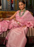 Charming Pink Handloom Silk Woven Designer Saree - 2