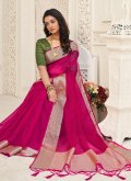 Charming Pink Organza Border Classic Designer Saree - 2