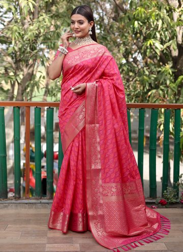 Charming Pink Patola Silk Woven Designer Saree