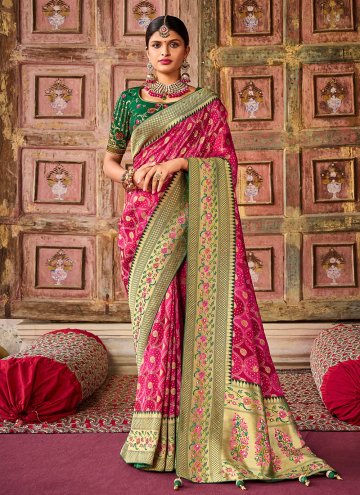 Charming Pink Satin Silk Embroidered Trendy Saree