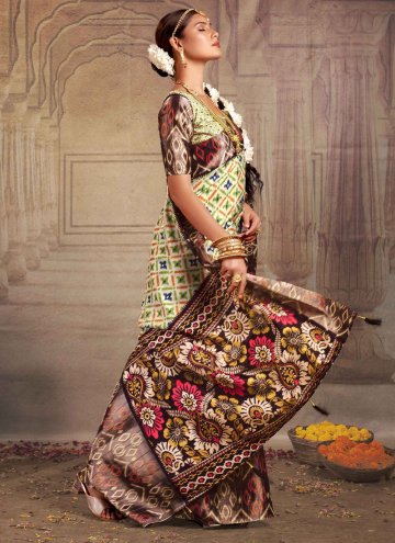 Charming Print Tussar Silk Multi Colour Trendy Saree