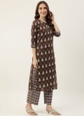 Charming Printed Cotton  Brown Salwar Suit - 3
