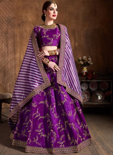 Charming Purple Art Silk Embroidered Lehenga Choli