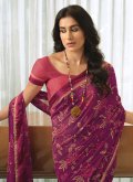 Charming Purple Georgette Lace Casual Saree - 1