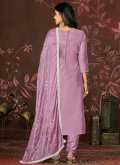 Charming Purple Organza Woven Trendy Salwar Suit - 1