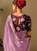 Charming Purple Silk Embroidered Trendy Saree - 2