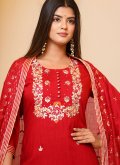 Charming Red Rayon Embroidered Trendy Salwar Kameez - 3
