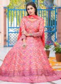 Charming Red Silk Digital Print Gown - 3