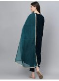 Charming Teal Velvet Hand Work Salwar Suit - 3
