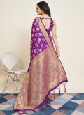 Charming Violet Silk Woven Trendy Saree - 2