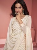 Charming White Georgette Embroidered Designer Salwar Kameez - 1