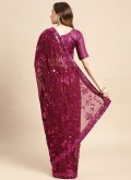 Charming Wine Art Silk Embroidered Designer Saree - 3