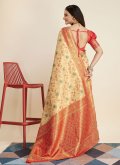 Charming Woven Kanjivaram Silk Orange Classic Designer Saree - 2