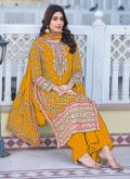 Charming Yellow Chinon Embroidered Trendy Salwar Suit for Ceremonial - 2