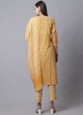 Charming Yellow Cotton  Embroidered Salwar Suit - 1