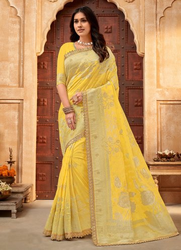 Charming Yellow Silk Border Designer Saree for Ceremonial
